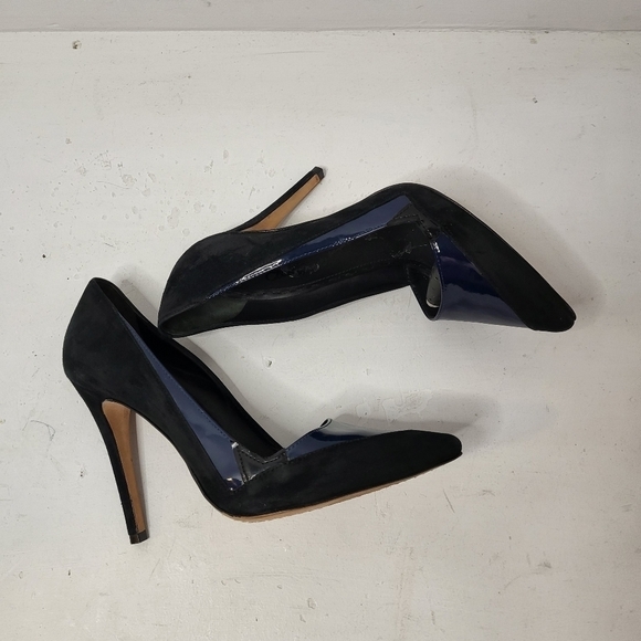 Alice & Olivia by Stacey Bendet Black & Blue Pointed Toes Pumps Size 39.5 - Picture 5 of 11